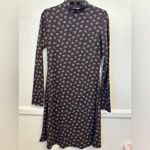 Heather charcoal gray dress with pink floral print from Velvet Torch, size XL